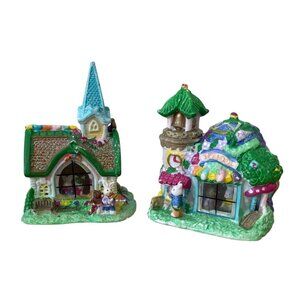 Vtg Jellybean Junction Easter Bunny Village Ceramic School & Chapel Church 2005